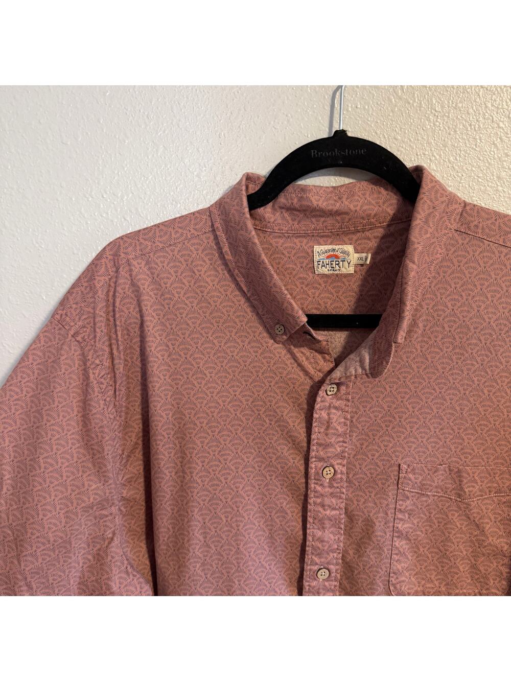 Faherty Patterned Short Sleeve Button Down Shirt Size XXL